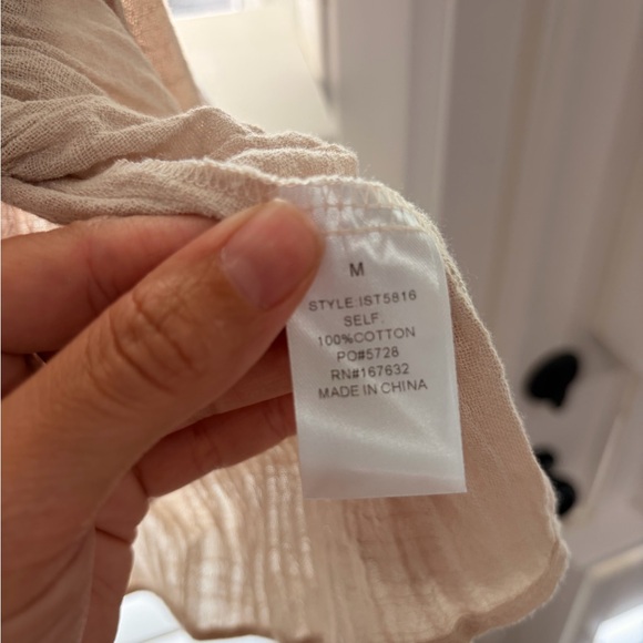 Stitch and Feather Smocked Tie Front Top - Picture 4 of 4